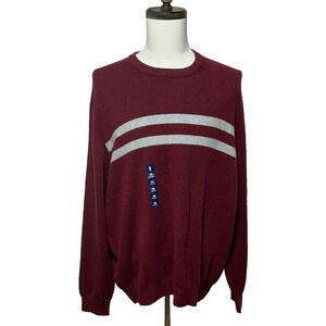 Izod Sweater Mens XXL Maroon Red Gray Crew Neck Pullover Stretch 3% NWT